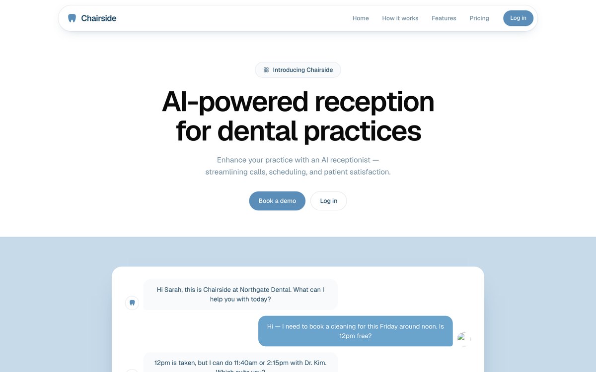 Chairside Classic landing page