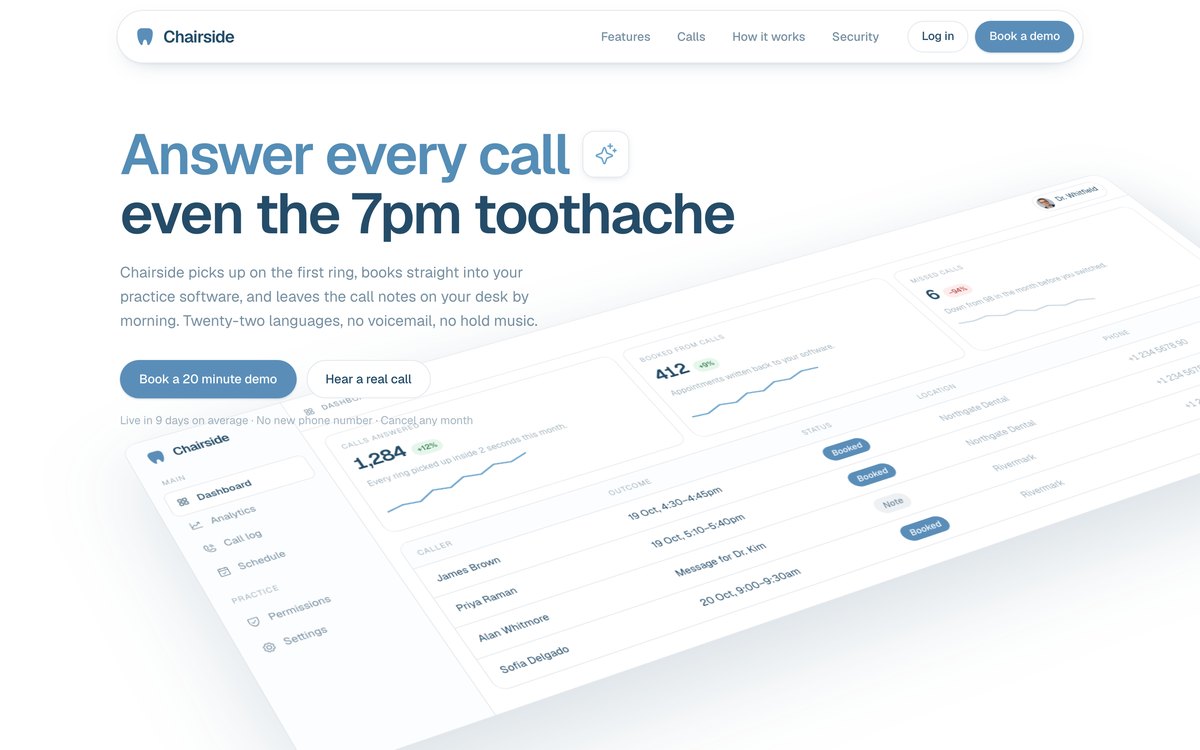 Chairside landing page