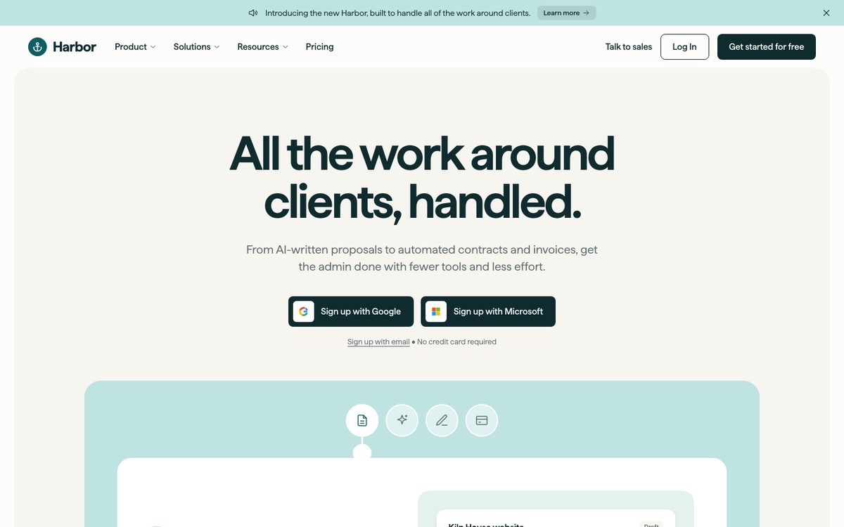 Harbor landing page