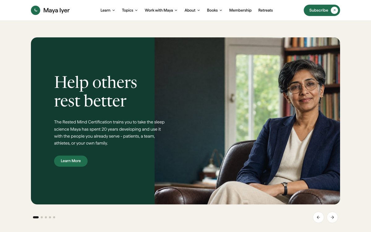 Dr. Maya Iyer landing page