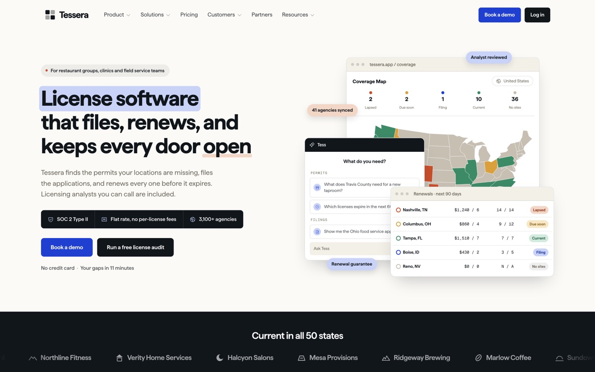 Tessera landing page